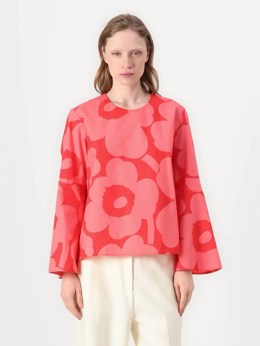 MARIMEKKO pink floral blouse, XS